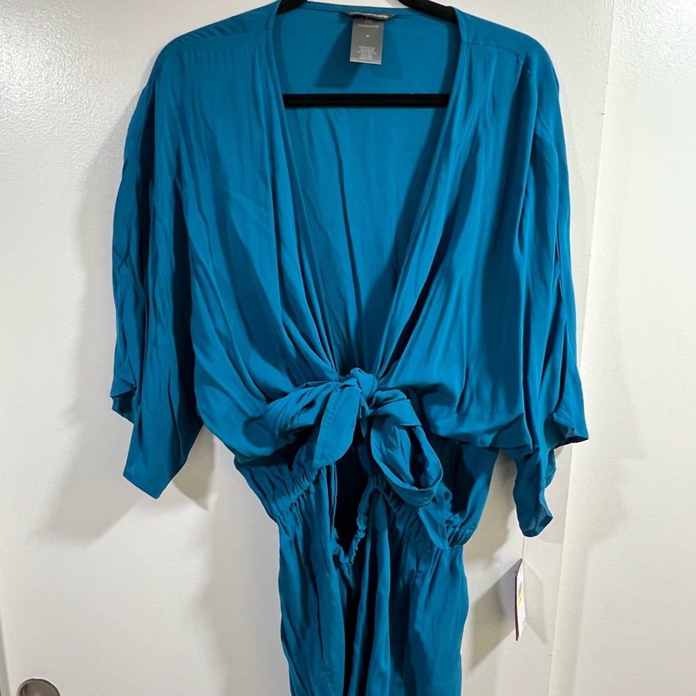 Vince Camuto Blue Romper with Wrap Style and Flowing Sleeves